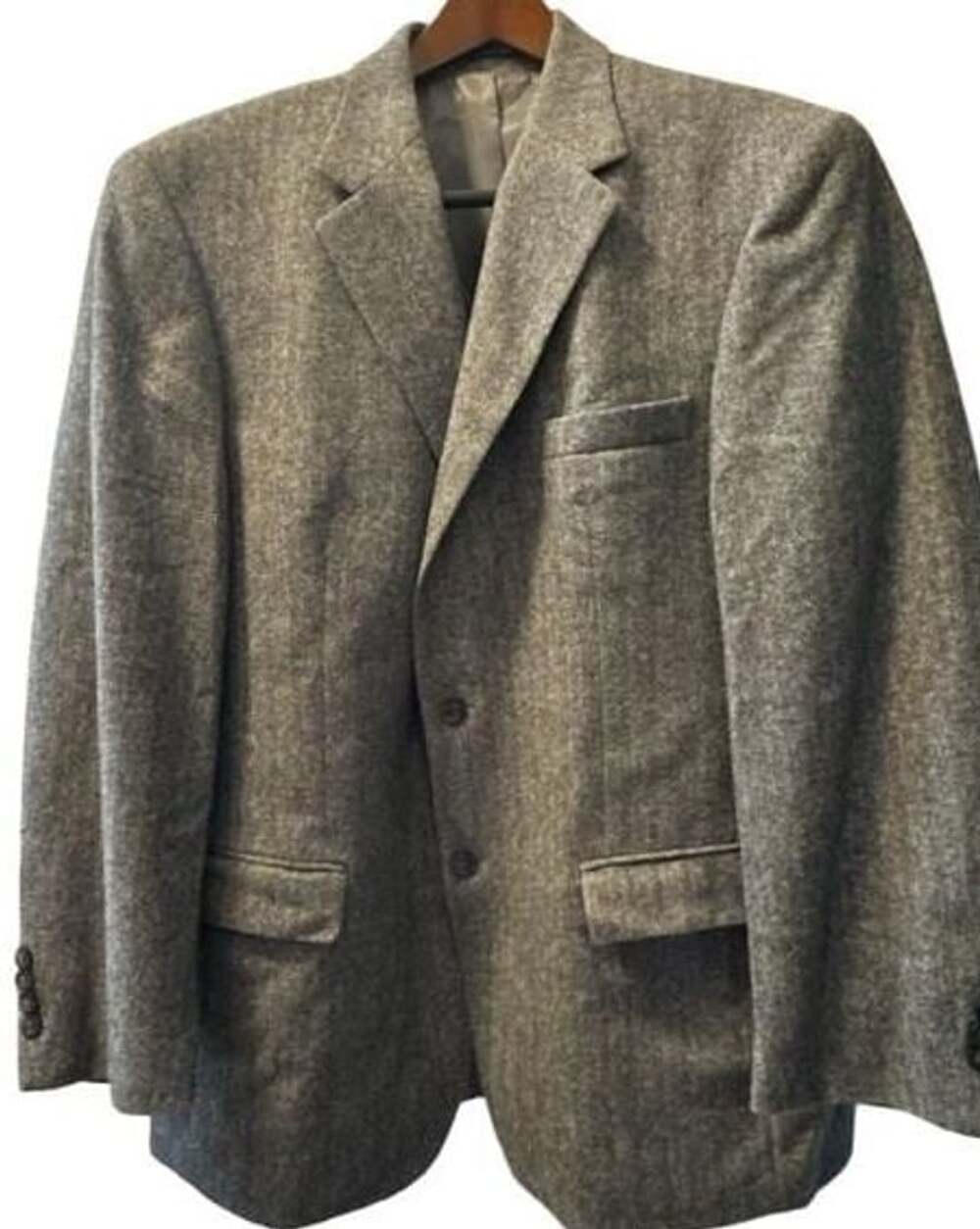 Chereskin Sport Coat Blazer Size 42/44R Gray Herringbone Camel Hair Blend